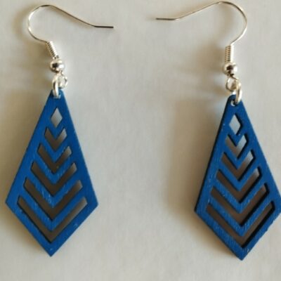 boucles d'oreilles fantaisie bleues en forme de goutte géométrique