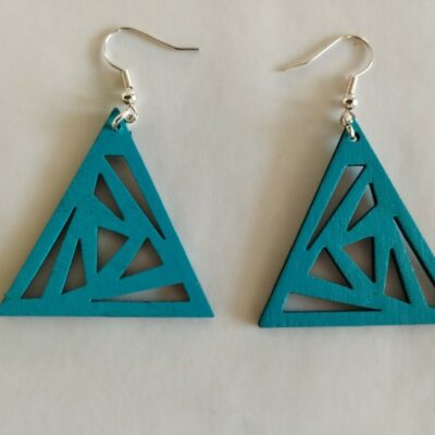 boucles d'oreilles fantaisie turquoises triangulaires ajourées