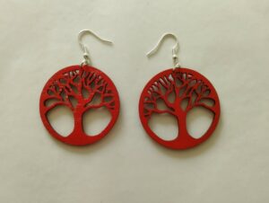 Boucles d'oreilles rouges arbre de vie