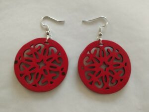 Boucles d'oreilles rouges rondes geometriques