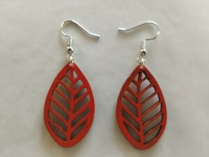 Boucles d'oreilles orange forme de feuille nervuree