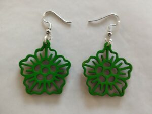 Boucles d'oreilles vertes motif floral