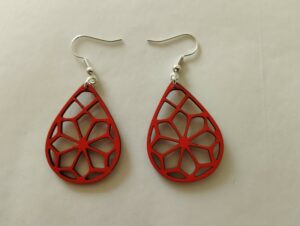boucles d'oreilles rouges aspect floral
