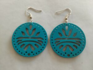 Boucles d'oreilles turquoises motif ethnique