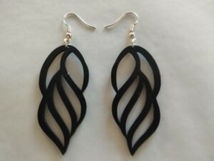 Boucles d'oreilles noires profil de femme aux cheveux stylise