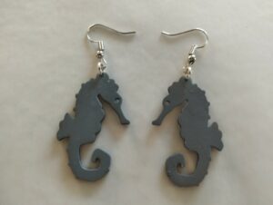 Boucles d'oreilles grises hippocampe