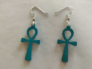 Boucles d'oreilles turquoise croix egyptienne