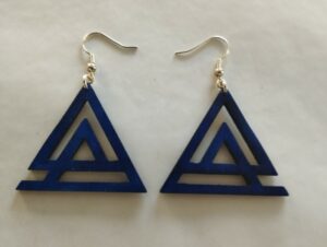 Boucles d'oreilles geometriques 3 triangles superposes