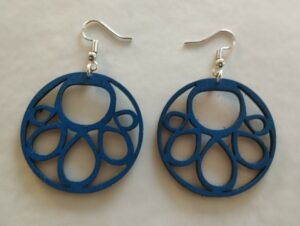 boucles d'oreilles bleues forme empreinte d'animal