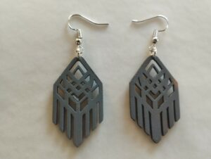Boucles d'oreilles grises trapeze à franges
