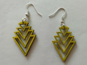 Boucles d'oreilles geometrique jaune triangles imbriques