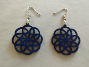Boucles d'oreilles bleues volutes en cercle