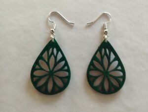 Boucles d'oreilles verte motif floral