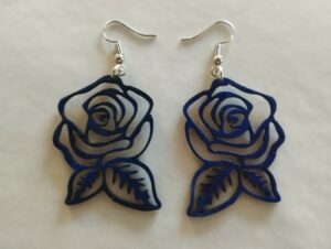 Boucles d'oreilles bleues en forme de rose