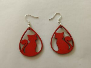 Boucles d'oreilles rouges silhouette de chat