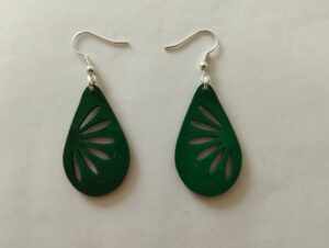boucles d'oreilles vertes demi marguerite