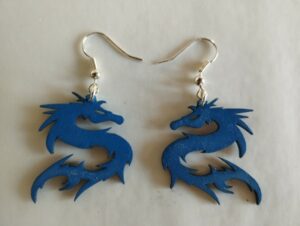 Boucles d'oreilles bleue dragon chinois