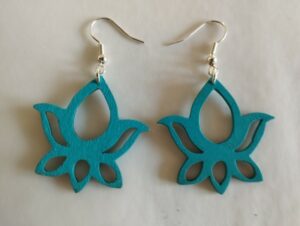 Boucles d'oreilles turquoise fleur de lotus stylisee