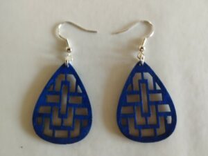 Boucles d'oreilles bleues goutte avec rectangles imbriques