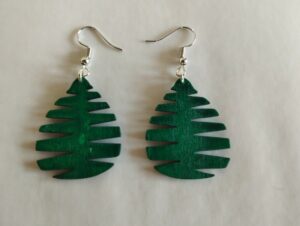 Boucles d'oreilles verte aspect sapin