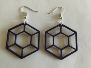 Boucles d'oreilles violette forme nid d'abeille