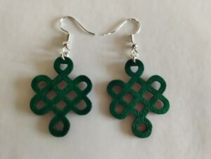 Boucles d'oreilles vertes nœud sans fin