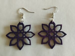 Boucles d'oreilles violettes motif floral